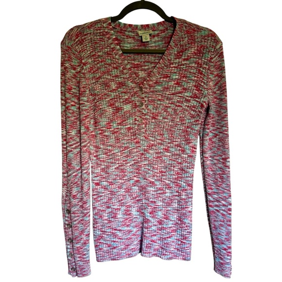 Sundance Ribbed Thermal Henley Knit Top Long Sleeve Size Medium Boho - Picture 1 of 9